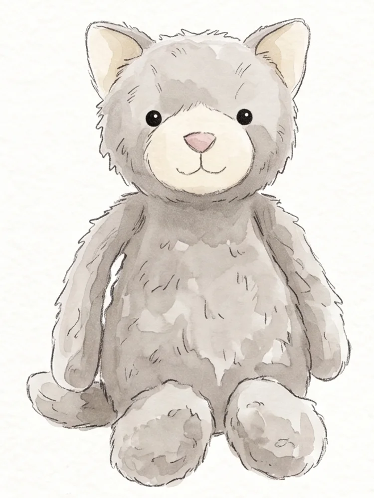 The same cat, painted in watercolor.